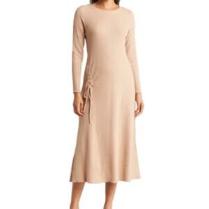 StitchDrop Shirred Waffle Knit Sweater Midi Dress S NWT
